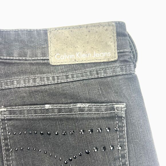 Calvin Klein Womens Jeans Size 28/32 Black Denim BootCut Button - Picture 13 of 16